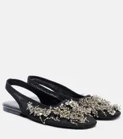 [Dries Van Noten] Dries Van Noten Embellished slingback flats AU 6.5 black
