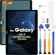 10.5 Inch Display for Samsung Galaxy Tab S LCD Display for Samsung SM-T800 SM-T805 Touch Screen Digitizer Assembly Repair Kit (Black)