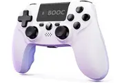BOOC PS4 Controller Wireless Bluetooth Gamepad for PS4/PS4 Slim/PS4 pro/PC with USB Charge Cable with Dual Vibration Clickable Touchpad Audio Function Light Bar and Anti-Slip (White)