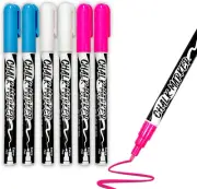 Liquid Chalk Markers, 6 Pack, Extra Fine Tip, Bright Colours, Chalkboard Markers