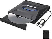5 in 1 External CD DVD Drive, Universal Portable CD/DVD Disk Drive Player Burner Reader Writer for Laptop,
