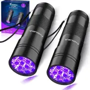 Black Light UV Light Flashlight: 395Nm 12 LED 2 Pack Ultraviolet Blacklight Fla