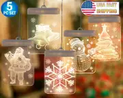 3D Hanging LED Christmas Window Lights Snowflake Indoor Holiday Decoration 5pc