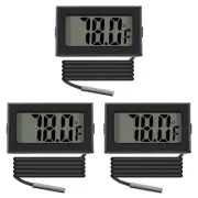 3Pcs Black Digital LCD Thermometer Temperature Monitor with External Probe for F