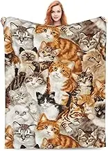 BLUBLU Cute Cat Flannel Fleece Bed Blanket Throw Blanket Lightweight Cozy Plush Blanket for Bedroom Living Rooms Sofa Couch 60"x50"