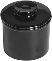 Butter Dish Butter Pot Round Porcelain Butter Container | Butter Container for Counter Farmhouse Ceramic Butter Container with Lid, Kitchen Decor (Black)