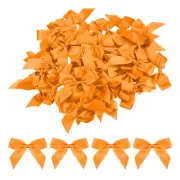50Pcs Mini Ribbon Bows 2.5" Mini Fabric Satin Ribbon Flower Bows Orange