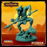 Wasteland Beastman Dinosaur - Pterran Miniature Fits D&D Pathfinder War TTRPG