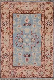 Floral Light Blue Oushak Oriental Accent Rug 2'x3' Vegetable Dye Handmade Rug