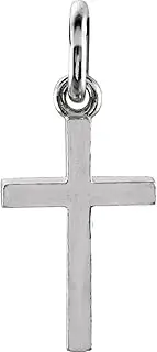[JewelryWeb] 14k White Gold Charm 20.4x8.85mm Polished Posh Mommy Collection Religious Faith Cross-Charm With Jump-Ring Bead-Charm for Women