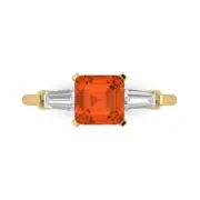 1.62Ct Square Emerald Cut Red Gemstone VVS1 Solid Gold Engagement Promise Ring