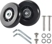 Qresthusa 2 Set Luggage Suitcase Replacement Wheels Axles Rubber Deluxe Repair OD 64mm New