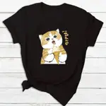 FOAO888現貨CUTE SHARK CAT T-SHIRT可愛卡通鯊魚貓咪搞笑時尚圓領休閒T恤女男T字母情侶上衣女上