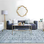 Extra Large Rug Ocean Blue Soft Beautiful Allover Mandala Lounges Carpet Runner