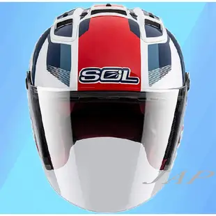 SOL 27S 27-S星艦 白/藍紅 半罩 3/4罩 通風透氣 LED燈 雙D扣