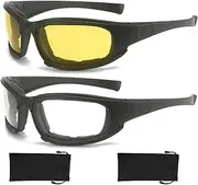 YISUGOOC 2 Pair Motorcycle Glasses Riding Glasses UV Protection Windproof And Dustproof Foam Cushion Motorcycle Goggles