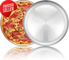 Pizza Tray 12 Inch 2 Pack Stainless Steel Round Baking Sheet Oven Safe Silver