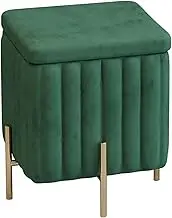 Flannel Storage Footstool Pouffes and Footstools Fabric Low Stool Concise Sofa Stool Space Saving Shoe Changing Stool 8 Colors(Green)