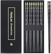 HuaLan Fiberglass Alloy Chopsticks Series - Japanese Non-Slip Luxury Reusable Chopsticks Family Use 5 Pairs Gift Set