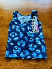 Bonds Baby Navy Blue White Floral Chesty Tank Singlet Top Size 000 BNWT