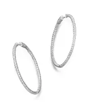 Diamond Inside Out Hoop Earrings in 14K White Gold, 2.0 ct. t. w.