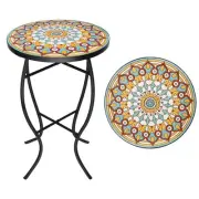 Mosaic Outdoor Side Table - Small Patio Table Coffee Outside Accent Tables