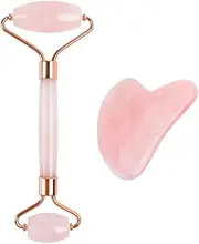 Natural Rose Quartz Facial Massager Jade Roller Body Jade Massager-Pink set2 no box_CN