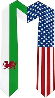 [Ruchikaj] 2025 Wales Flag and USA Flag Graduation Stole Graduation Sash for International Student (Baccalaureate Gown and Hat Not Included), Wales and Usa