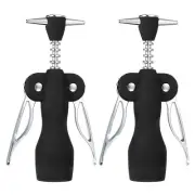 2Pcs Wing Corkscrew Wine Openers Waiter Corkscrew Built-in Bottle Opener, Black