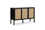 Design Square Lucien Sideboard Buffet Unit Storage Cabinet W/ 3-Doors - Black/Rattan