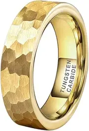 [TUTISS] 6mm 8mm Hammered Tungsten Rings for Men Women Fashion Engagement Wedding Bands Pipe Cut Matte Finish Comfort Fit
