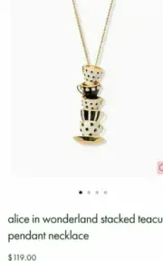 KATE SPADE: ALICE IN WONDERLAND STACKED TEACUP PENDANT NECKLACE