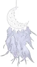 Generic White Dream Catchers Feather Half Circle Moon Dream Catcher Wall Hanging Decor Nursery Wall Art Ornament for Party Gift