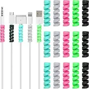 15 Pcs 5 Assorted Colors Flexible Spiral Charging Cable Protector Wire Cord Organizer Tube Accessories Charger Saver for iPhone, MacBook, USB, PC, Cell Phones, Computer, Laptop