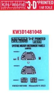 Kits World Decals 1/48 3D COCKPIT INSTRUMENT PANEL SPITFIRE Mk.I/II/IV Airfix