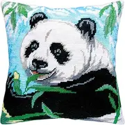 Panda. Needlepoint Kit. Throw Pillow 16×16 Inches. Printed Tapestry Canvas, European Quality