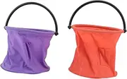 OFFIGAM 2Pcs Collapsible Painting Brush Cleaner Bucket Multifunctional Wash Pen Holder for Artists Durable Art Supplies Orange and Purple Convenient for Painting and Cleaning