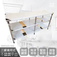 在飛比找PChome24h購物優惠-【Abis】豪華升級版60X180CM三層圓角430不鏽鋼桌