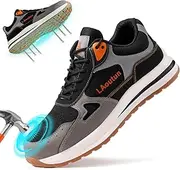 [LAoutun] Steel Toe Shoes for Men Industrial Construction Shoes Mid Cut Industrial Boot Work Sneakers Comfortable Lightweight Safety Shoes for Work