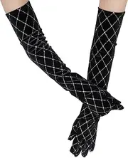 [RYEPOLNIX] Women Velet Gloves Rhinestones Long Gloves Hallowmas Dance Gloves for Women Girl Womens Rhinestones/95