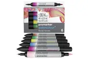 6pc Winsor & Newton ProMarker Watercolour Art Drawing Colouring Set Floral Tones