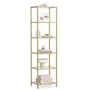 Bookcase, 6-Tier Bookshelf, Slim 6 Tiers（15.7"W x 69.8"H） Metallic Gold