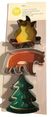 Campfire Cookie Cutter Set Wilton Adventures bear tree metal discontinued #0108