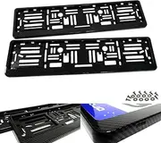 RZG 2x Carbon Fibre Fiber Hydrographic UK EU Car Licence Registration Number Plate Holder Surround Frame Black