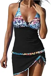 [Generic] Women 3 Piece Swimsuit Set Swimwear Women with Skirt Color Sexy Suits Swimwears Tankinis Set Women S Bathing Suit