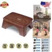 Stable Step Stool with Rounded Edges - Ideal for Kids & Adults in Dark Walnut