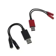 USB-A to 3.5mm Male to 2 Female Y Cable Splitter for Home Stereo Headset PC