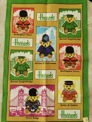 Vintage NWT linen TEA TOWEL Harrods Knightsbridge london bears