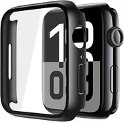 Compatible Apple Watch 42MM Case, 2 Pack Hard PC Case with Tempered Glass Screen Protector for Apple Watch Series 10, iWatch 10 42 mm Protective Cover- Black