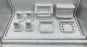 Vintage 10pc. MCM Bathroom Accessory Fixture Set White Speckled Salt Pepper